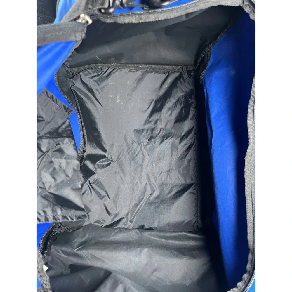 Nike Duffel Bag Unisex Large Blue Black Swoosh Athletic Gym Travel Bag